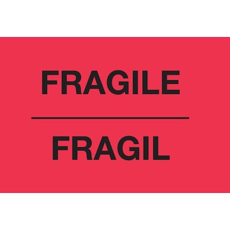 Decker Tape Products Label, DL3012, FRAGILE BILINGUAL, 3" X 5" DL3012